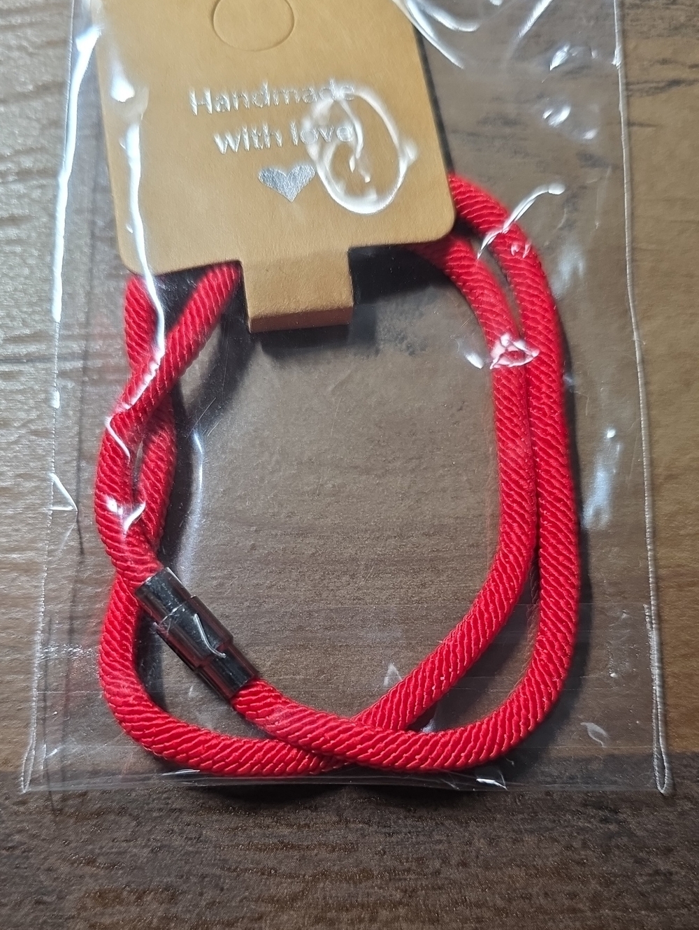 Handmade Red Rope Necklace with Silver Clasp
